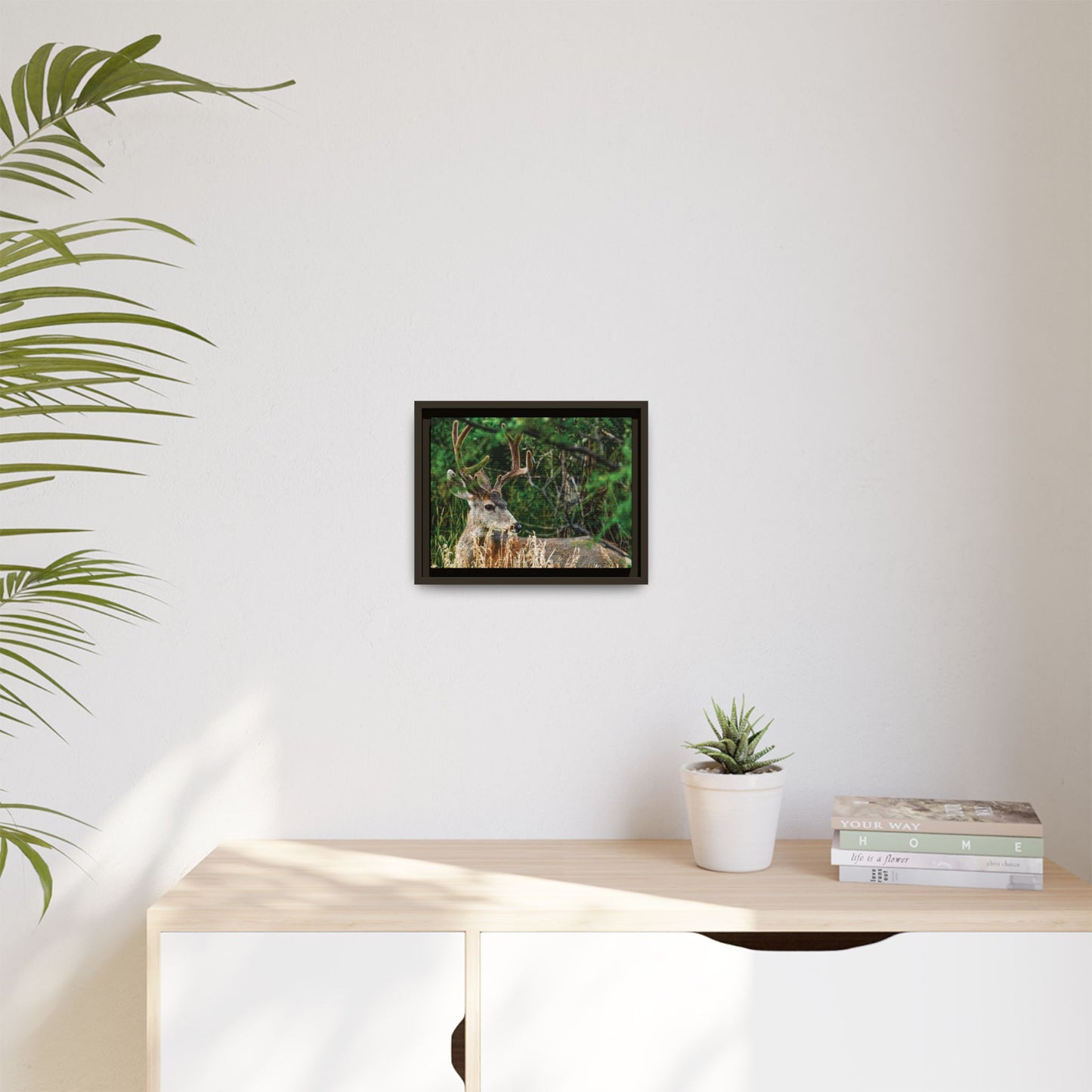 Framed Deer Wall Art, Rustic Home Decor, Nature Photography Print, Wildlife Gift, Cabin Art, Living Room Decoration