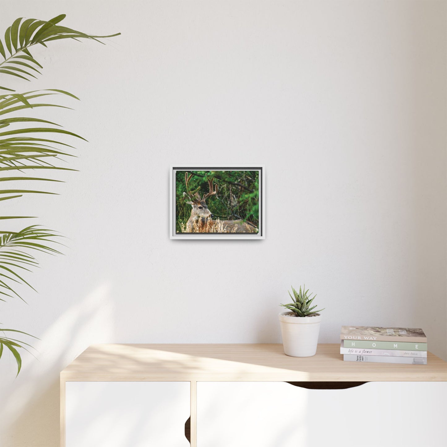 Framed Deer Wall Art, Rustic Home Decor, Nature Photography Print, Wildlife Gift, Cabin Art, Living Room Decoration
