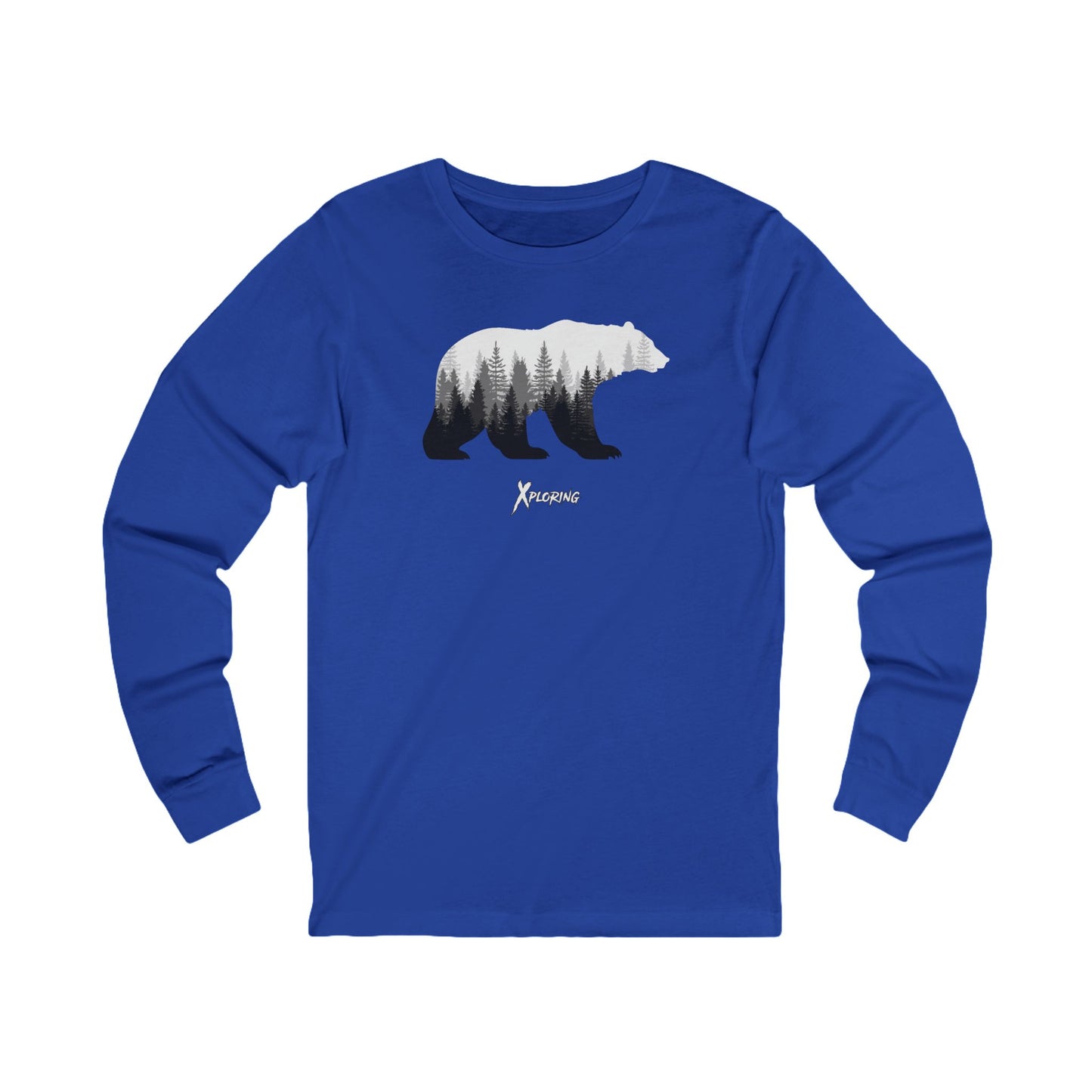 Adventurous Bear Graphic Long Sleeve Tee, Nature Lover Apparel, Camping Gifts, Hiking Outfit, Unisex Outdoor Wear