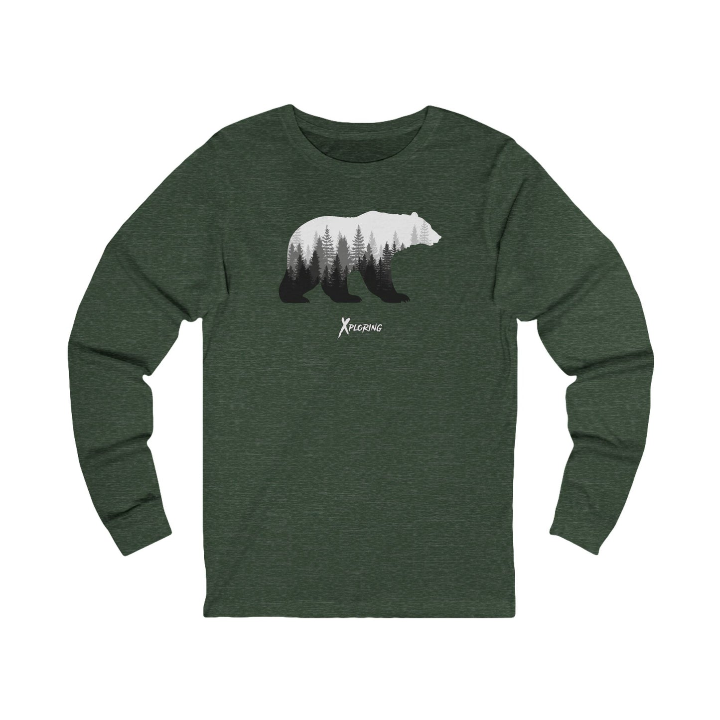Adventurous Bear Graphic Long Sleeve Tee, Nature Lover Apparel, Camping Gifts, Hiking Outfit, Unisex Outdoor Wear