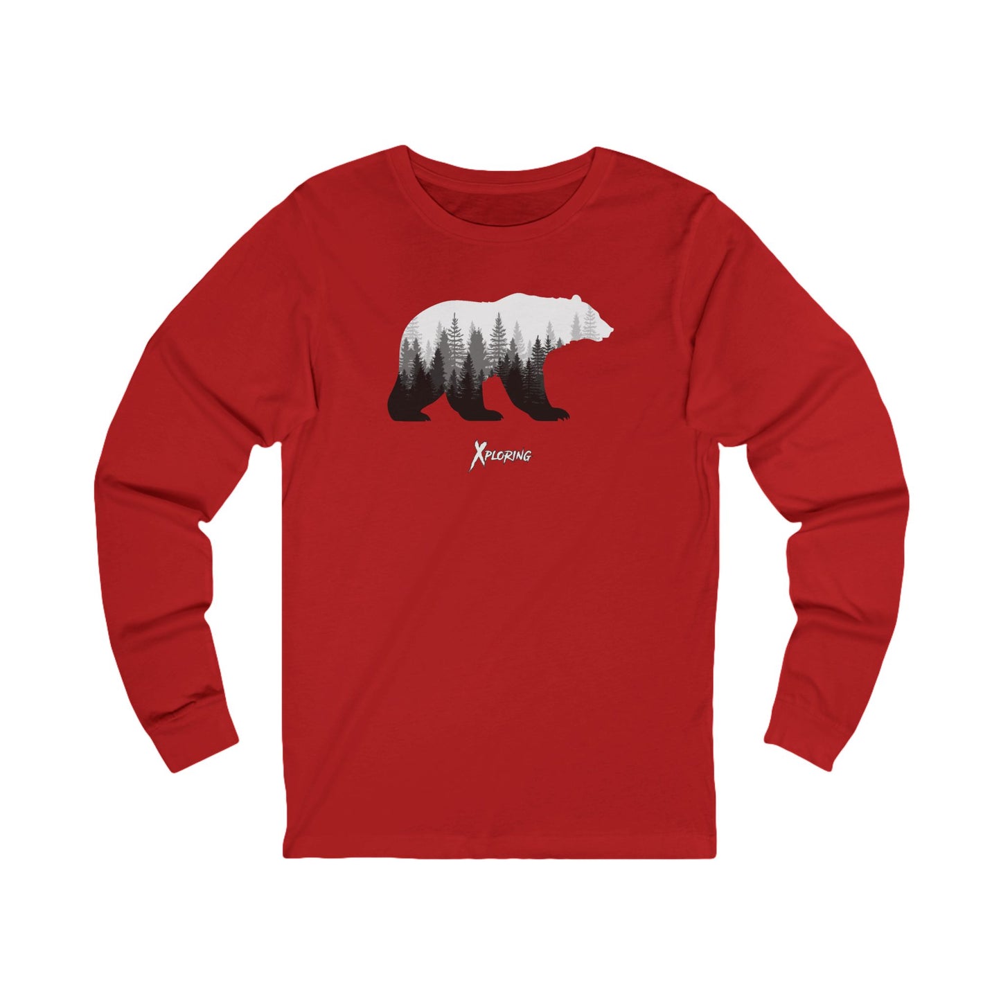 Adventurous Bear Graphic Long Sleeve Tee, Nature Lover Apparel, Camping Gifts, Hiking Outfit, Unisex Outdoor Wear